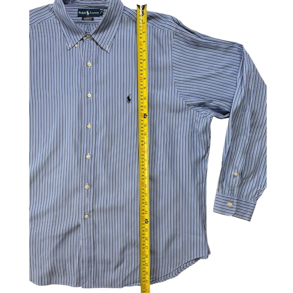 Ralph Lauren Business Mens Classic Fit Blue White Pinstripe Button Up 18 36/37 - Picture 5 of 9